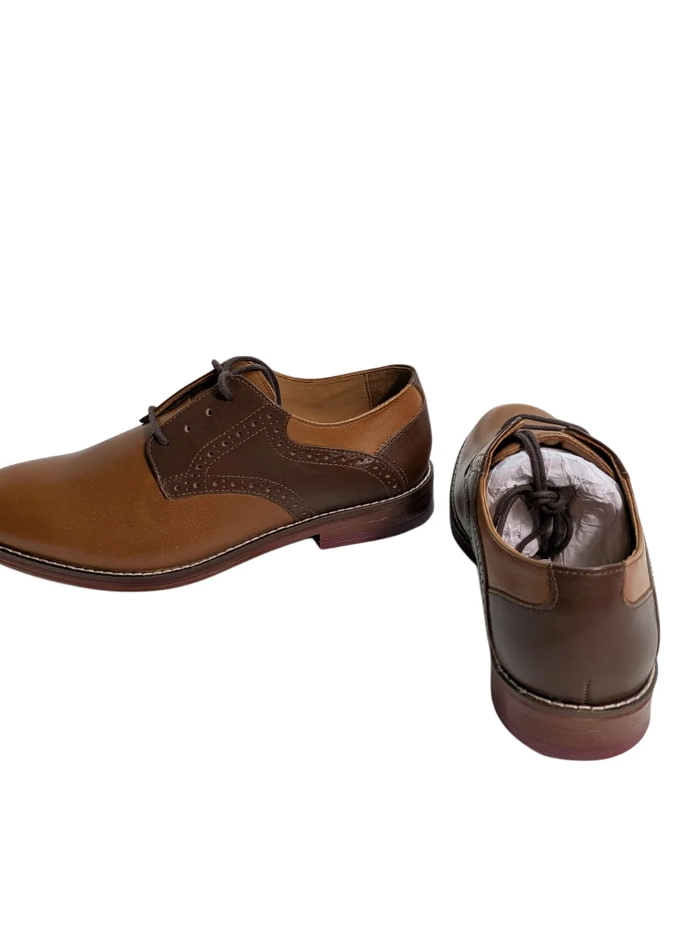 Johnston & Murphy Conard Saddle Boys 5M Tan Brown Leather Oxford Shoes NIB